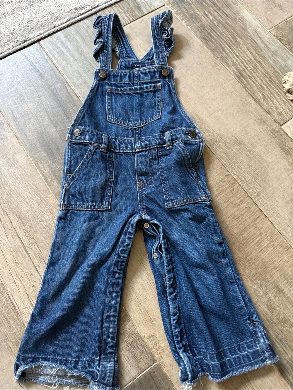 GAP Dark Blue Denim Kids Overalls with ruffle detail